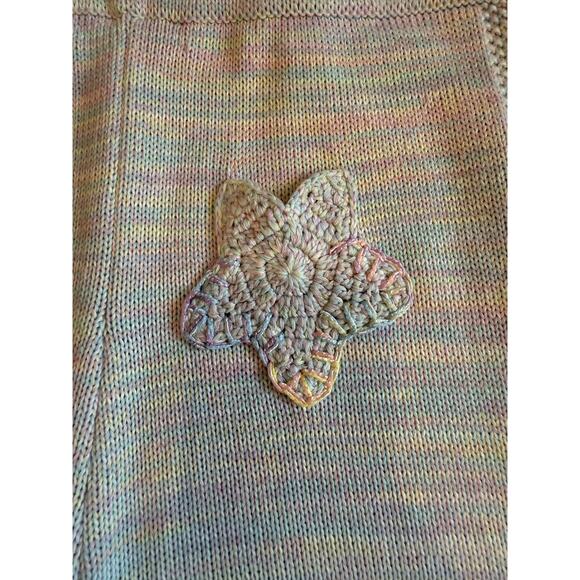LoveShackFancy Pants Womens XL Pastel Knit Star Crochet Trim Wide Leg Lounge - Picture 7 of 7